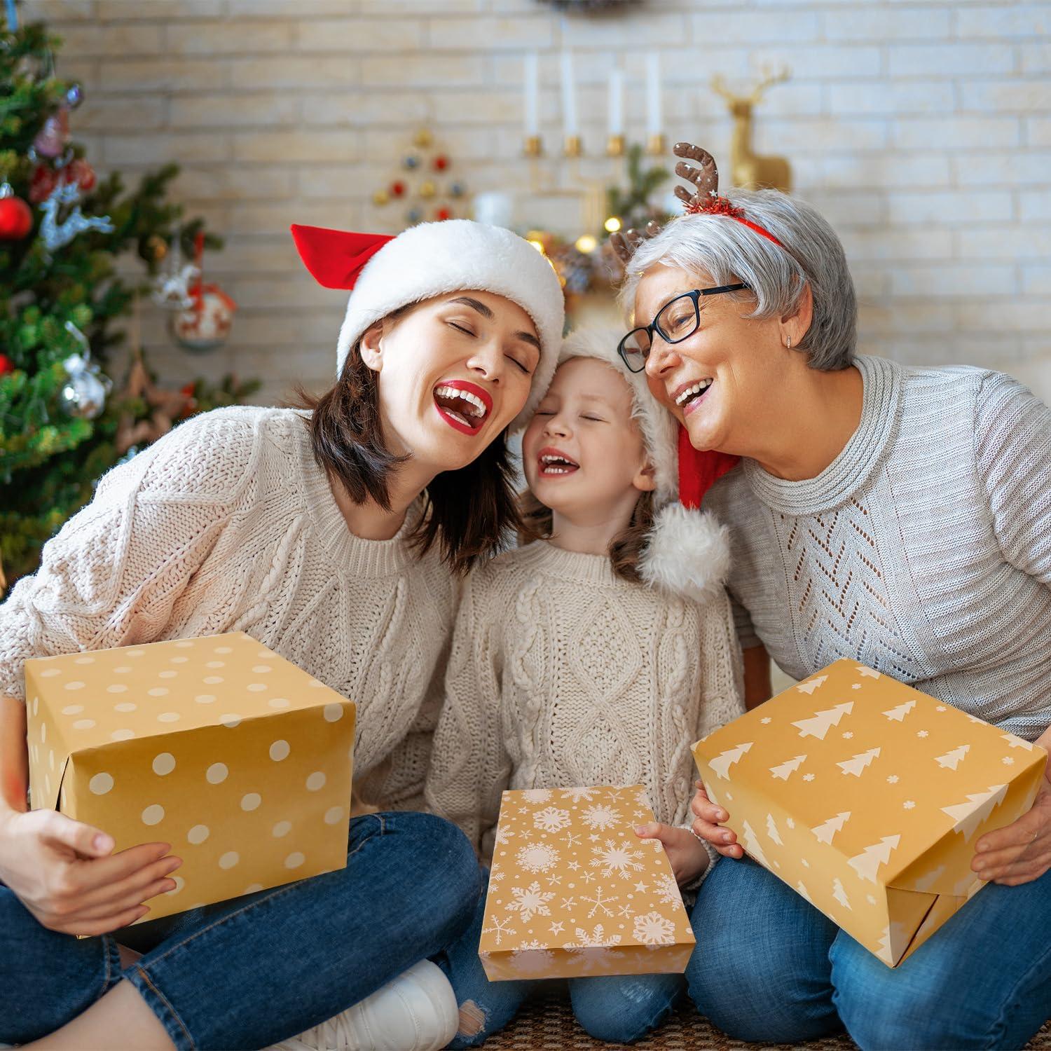 Kraftpapier Weihnachtsgeschenkpapier 4 Rollen 43cm x 3m festliche Deko