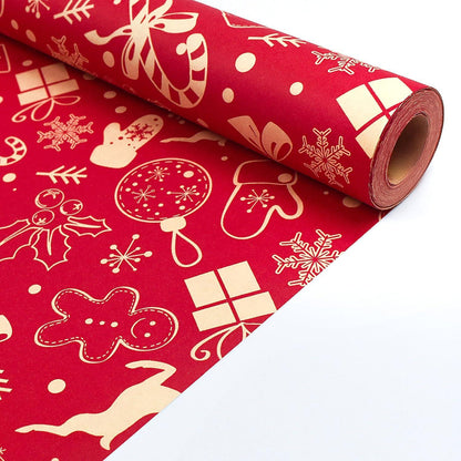 Weihnachtsgeschenkpapierrolle 43 cm x 15 m recycelbar Kraftpapier rot
