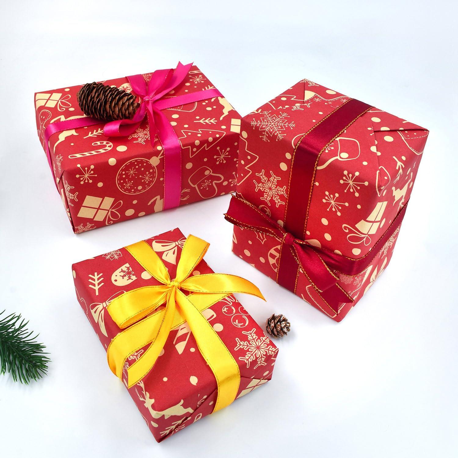 Weihnachtsgeschenkpapierrolle 43x15m recycelbares rotes Kraftpapier
