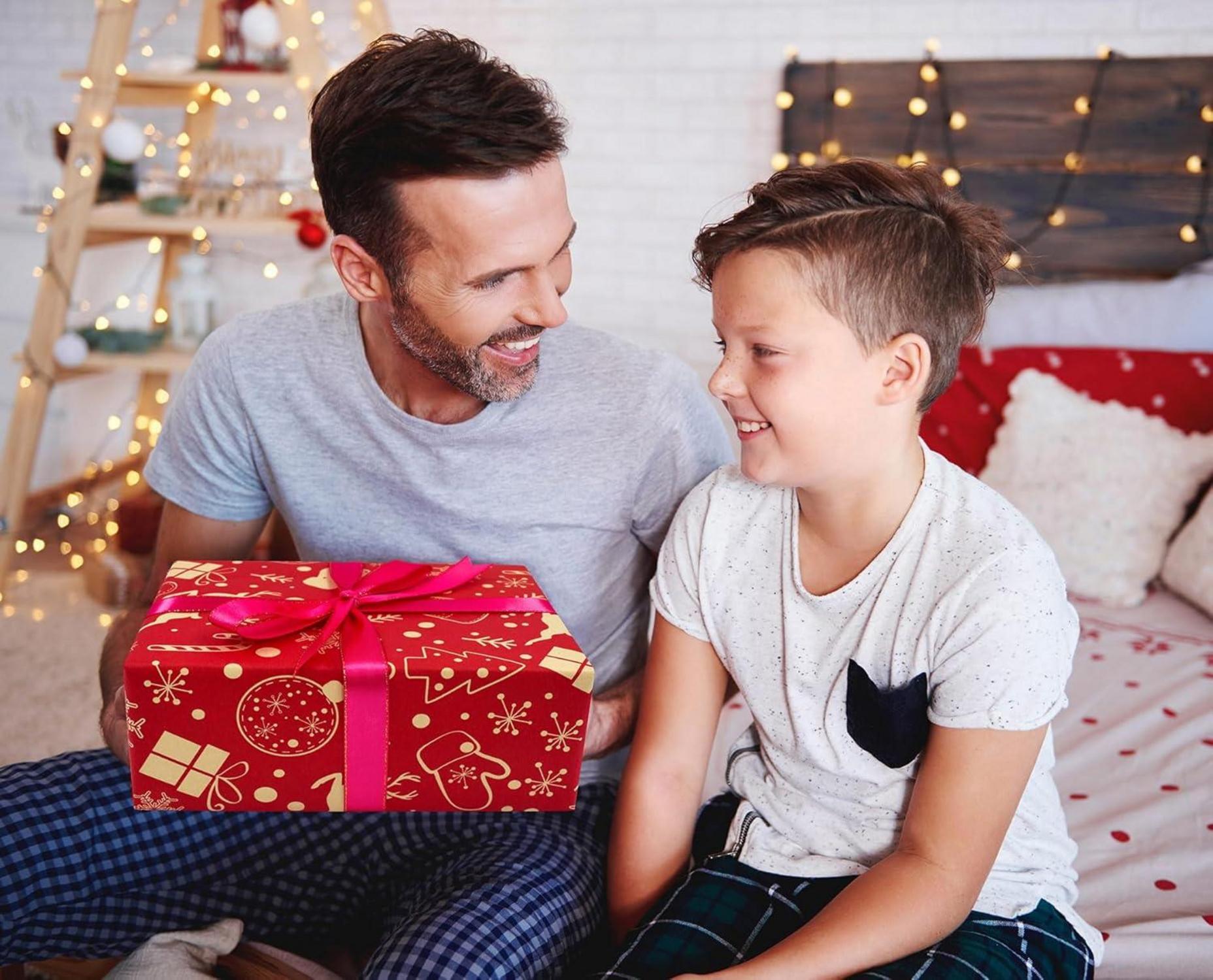 Weihnachtsgeschenkpapierrolle 43x15m rot Kraftpapier umweltfreundlich