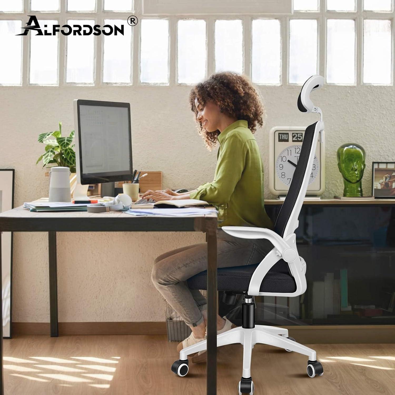 ALFORDSON Ergonomischer Bürostuhl mit Lordosenstütze, neigbar, Armlehne