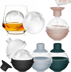 Große Silikon-Kugel-Eiswürfelform mit Trichterdeckel - 6cm - 4er Pack