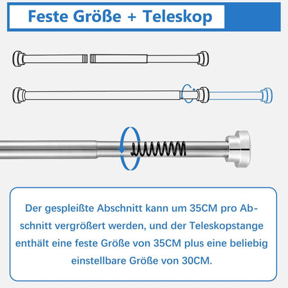 Teleskopstange Silber 75-249CM Edelstahl Duschstange Ohne Bohren Ø25mm Verstellbar