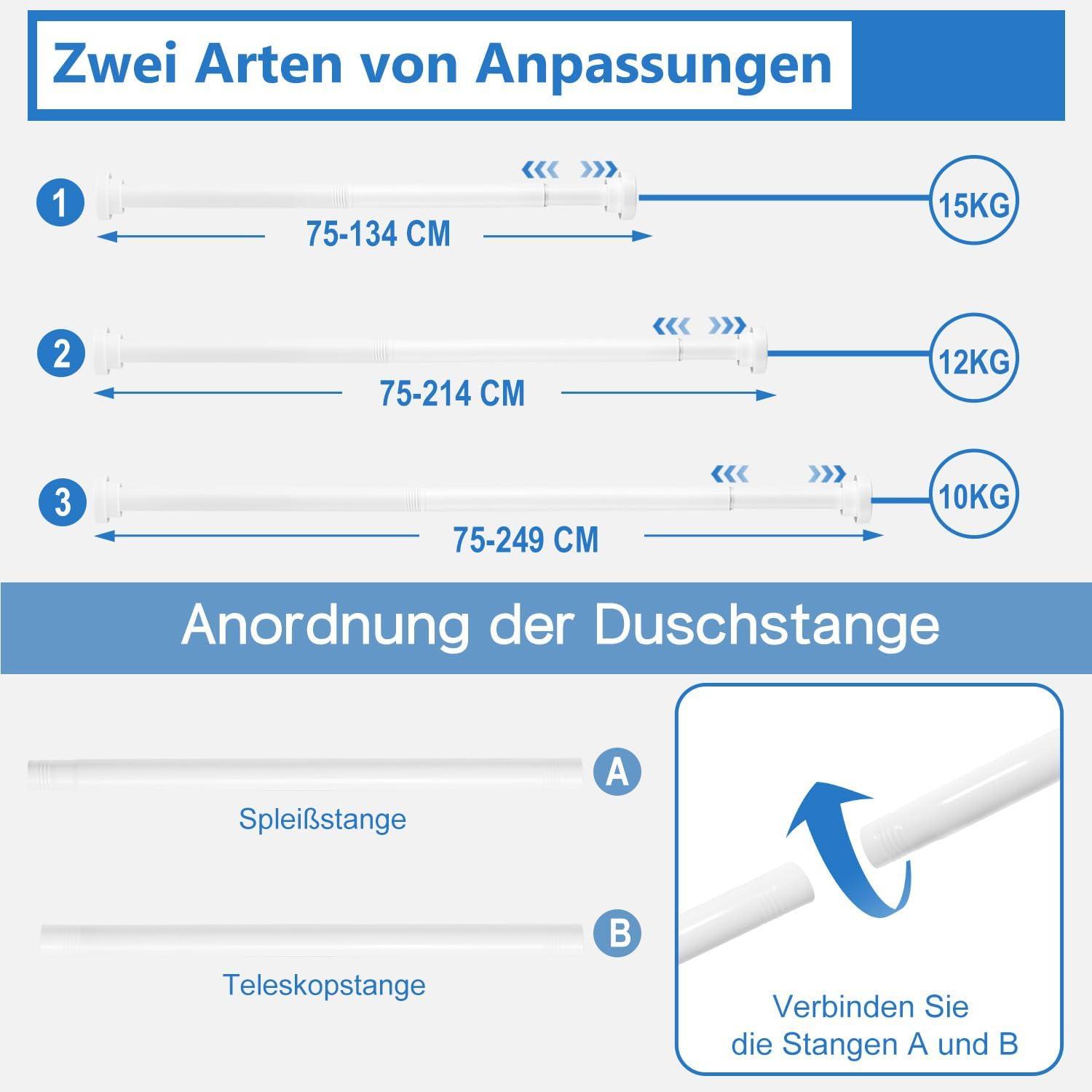 Verstellbare Duschvorhangstange aus