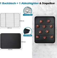 Homikit Backblech mit Abkühlgitter, Karbonstahl Ofenblech