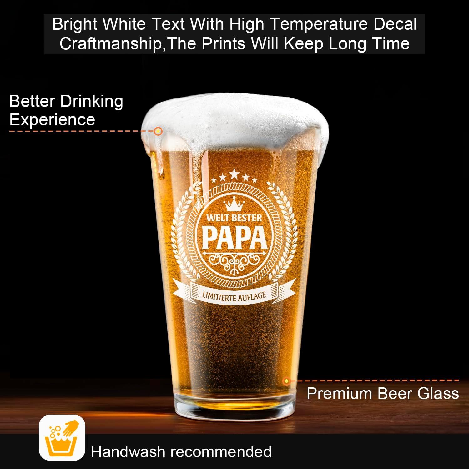 Papa-Bierglas in Fassbox 480ml, Premium Geburtstagsgeschenk