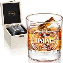 Papa-Whiskeyglas in Holzkiste, Geburtstagsgeschenk für Papa