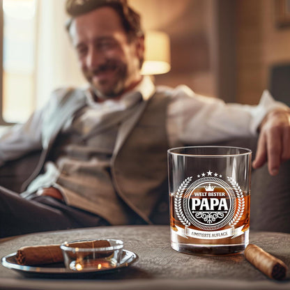 Papa Whiskeyglas in Holzkiste - Ideale Geburtstagsgeschenke, 360 ml