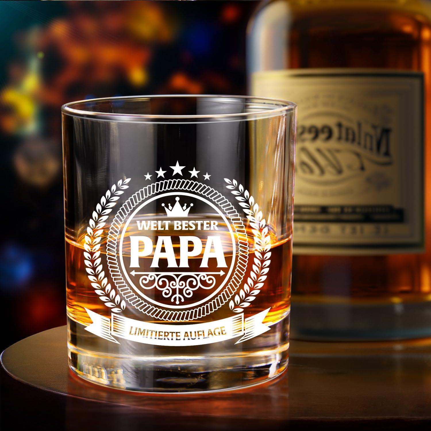 Whiskeyglas Papa Geburtstagsgeschenk Holzkiste 360ml Bleifrei