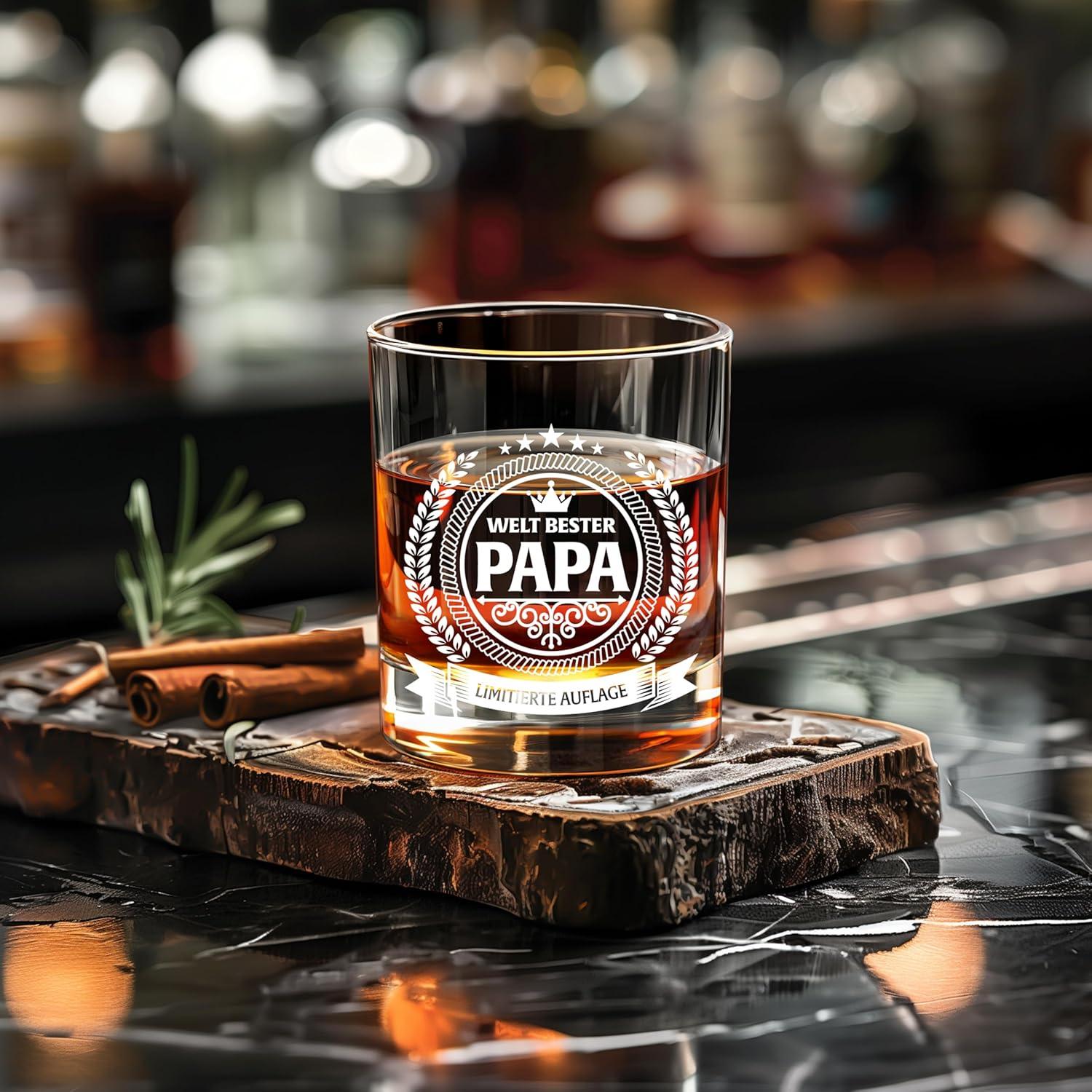 Whiskeyglas Papa Geburtstagsgeschenk Holzkiste 360 mlreibschützende