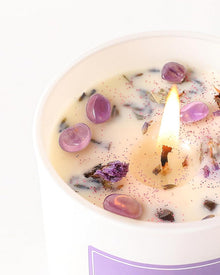 AOOVOO Lavendel Duftkerze mit Kristallen - Handgemachte