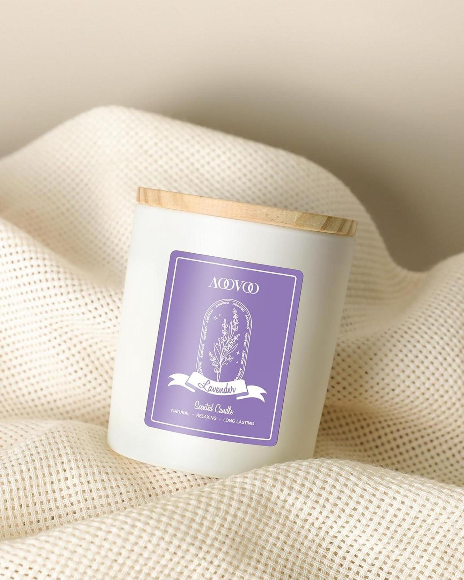 Handgemachte Aromatherapie Duftkerze Lavendel 280g - Mit Kristallen
