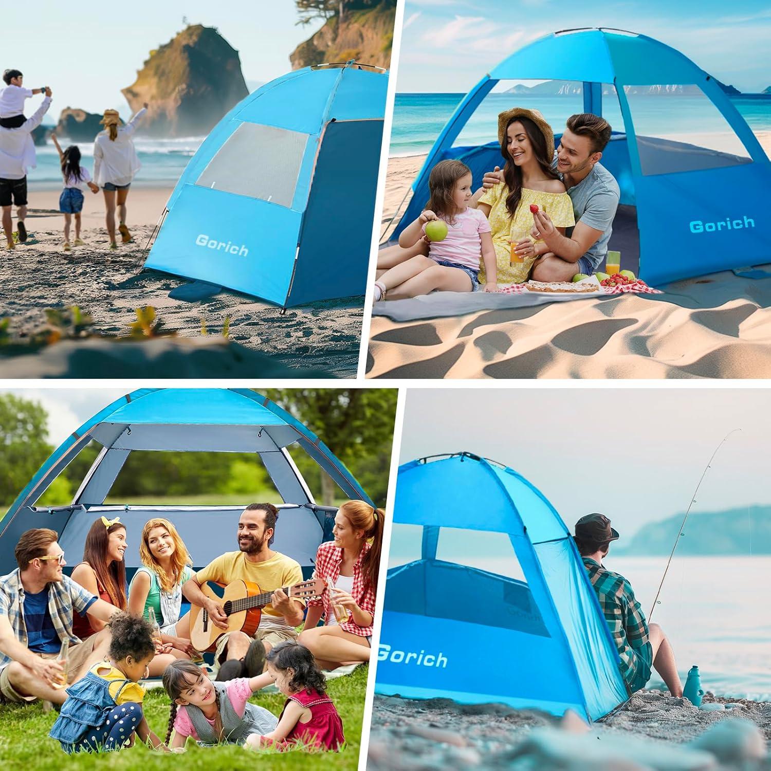 Gorich Strandzelt UPF 50+ Sonnenschutz für 3 Personen Blau