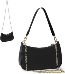Kleine Schwarze Damen Handtasche PU-Leder Crossbody Schwarz