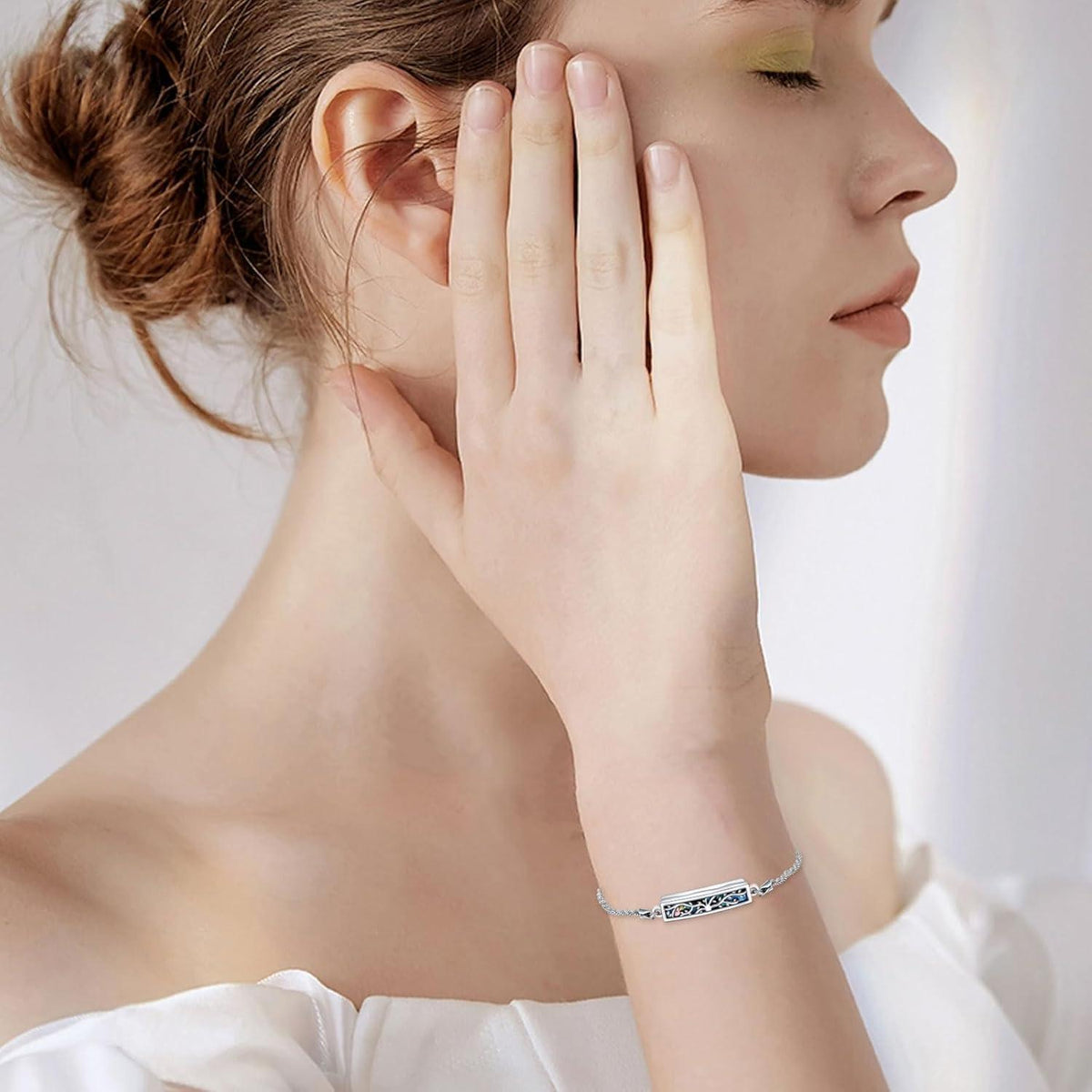 Urnenarmband Lebensbaum Sterling Silber Kremationsschmuck für Damen