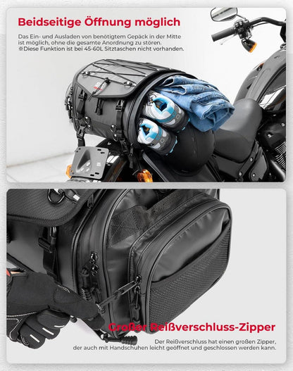 Motorrad Tasche 32L wasserdicht erweiterbar Satteltasche Regenhülle