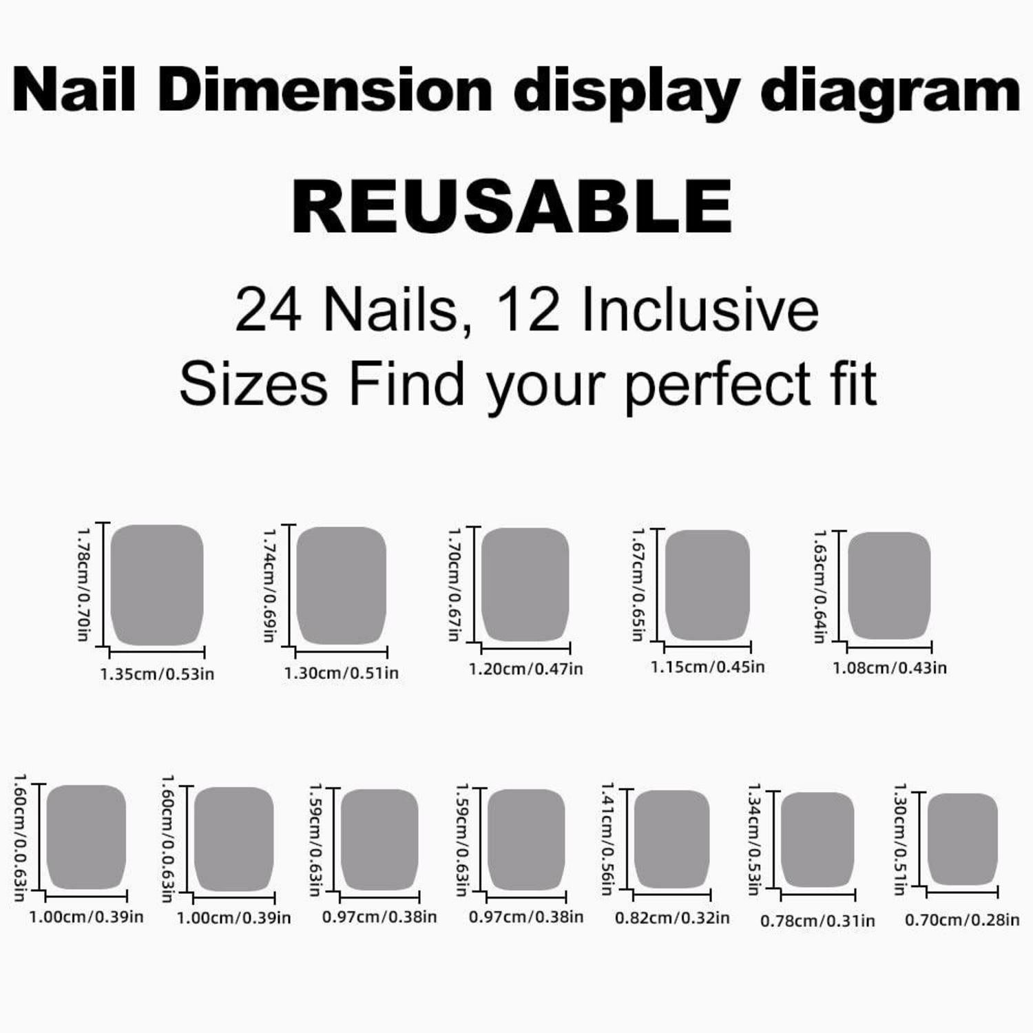 24 Stück Schwarze Press-on-Nails - Kunstnägel Set - French
