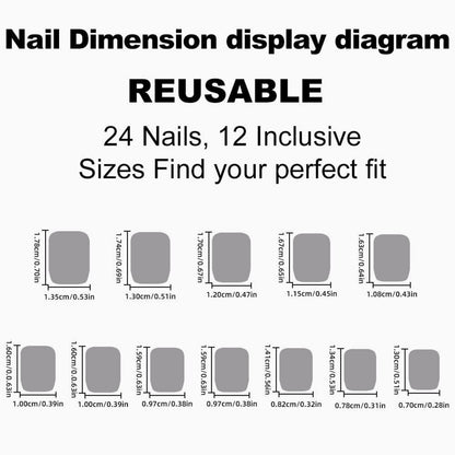 24 Stück Schwarze Press-on-Nails - Kunstnägel Set - French