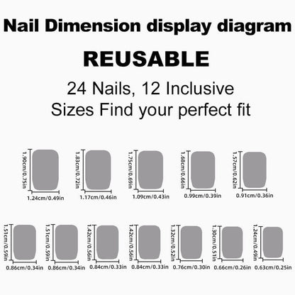 24 Stück Gradient Nägel Aufkleben Beige Eckig Glossy Mittel