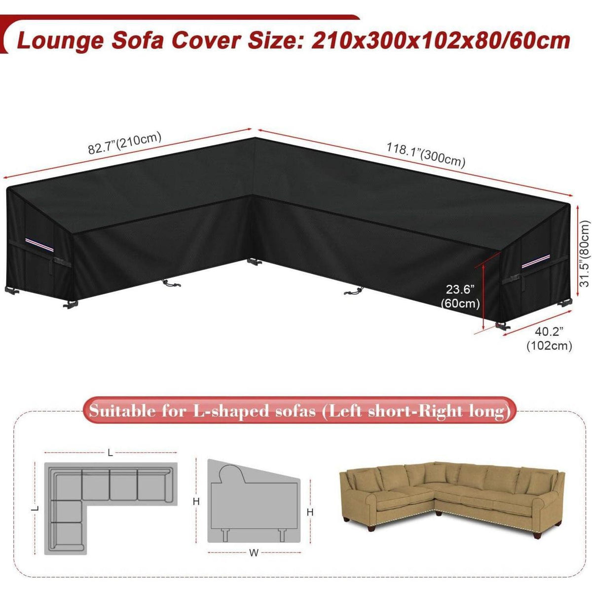 Gartenlounge Abdeckplane L-Form | Wasserdicht & Windfest