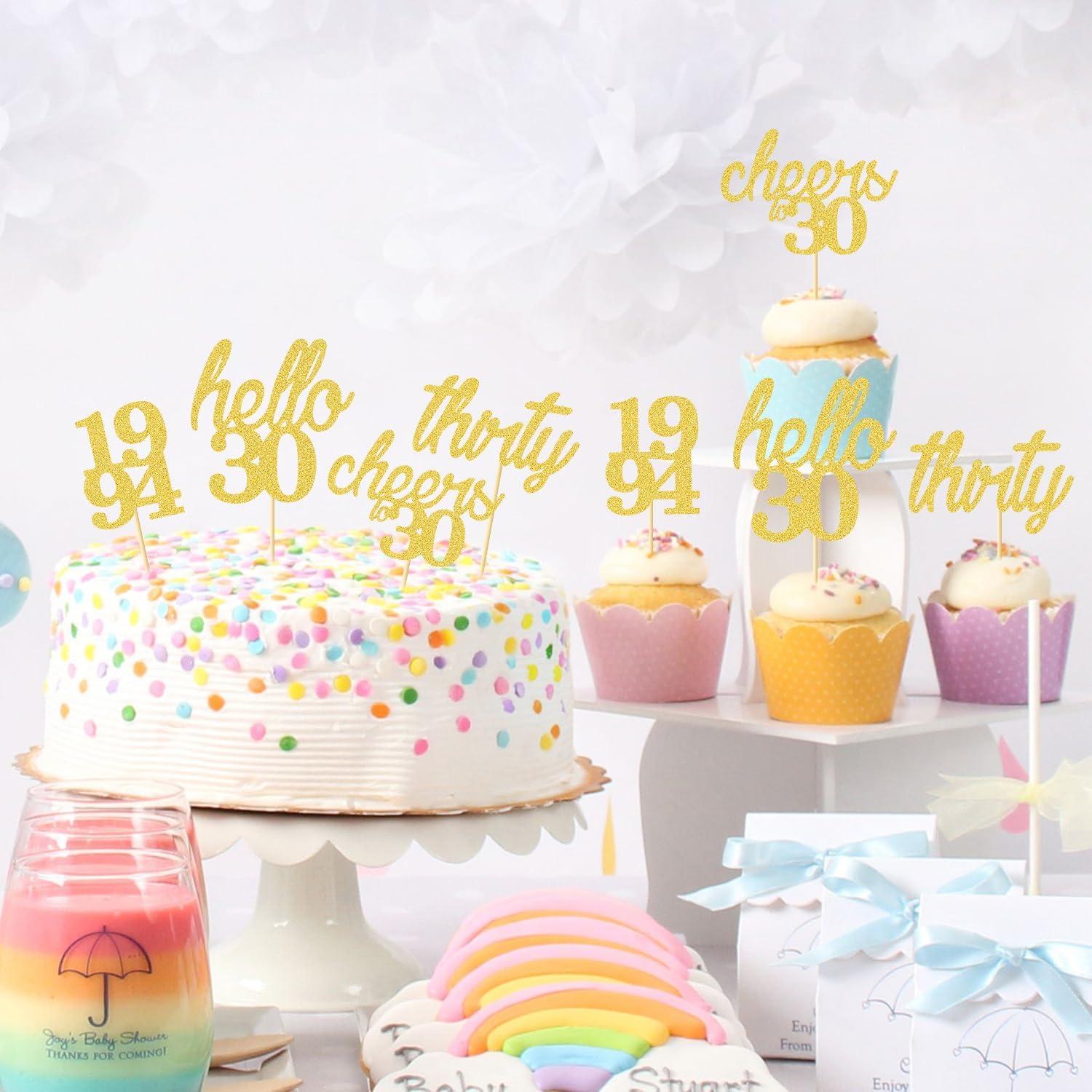 24 Glitzer 30. Geburtstag Cupcake Topper Cake Topper 1994 Hello 30 Gold