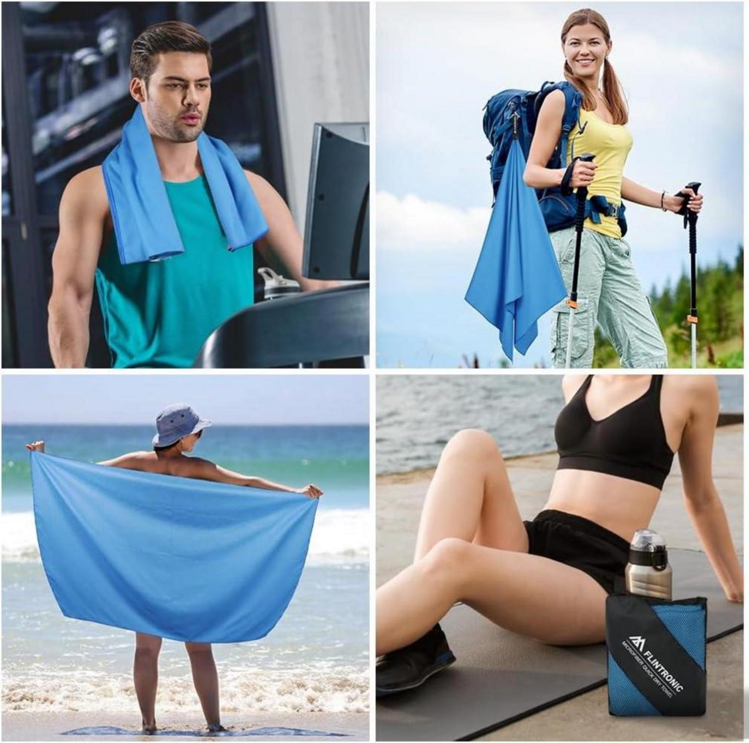 Schnelltrocknendes Mikrofaser Handtuch-Set für Fitness, Strand, Reise - Groß & Klein