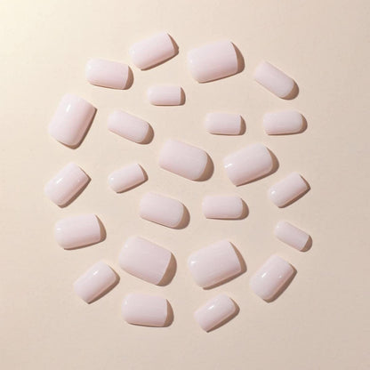 24 Stück Milchig Kurz Eckig Kunstnägel Press on Nails Glossy
