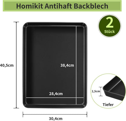 Homikit Backblech Set 2 Stück Karbonstahl Kuchenblech