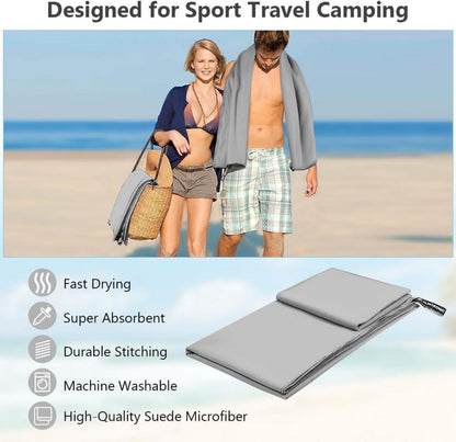 Mikrofaser Handtuch 130x50 cm Sporthandtuch Strandtuch Grau