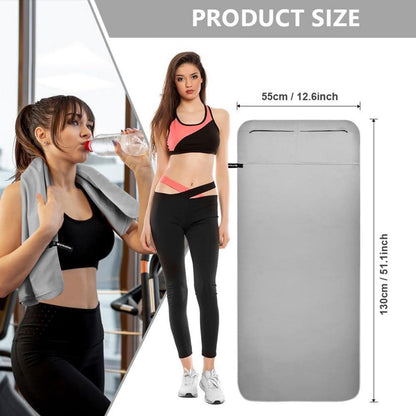 Mikrofaser Handtuch 130x50 cm Fitness Sauna Strand Grau Schnelltrocknend