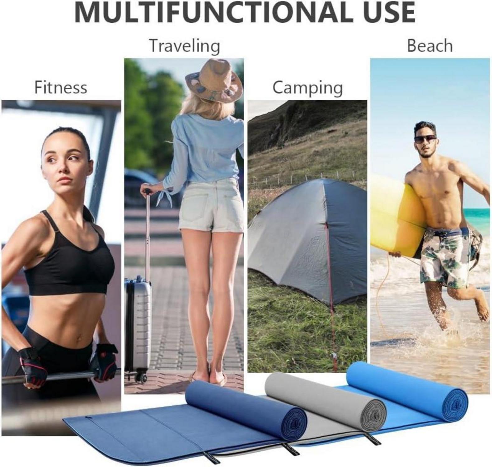 Mikrofaser Sporthandtuch Grau 130x50cm - Schnelltrocknend & antibakteriell