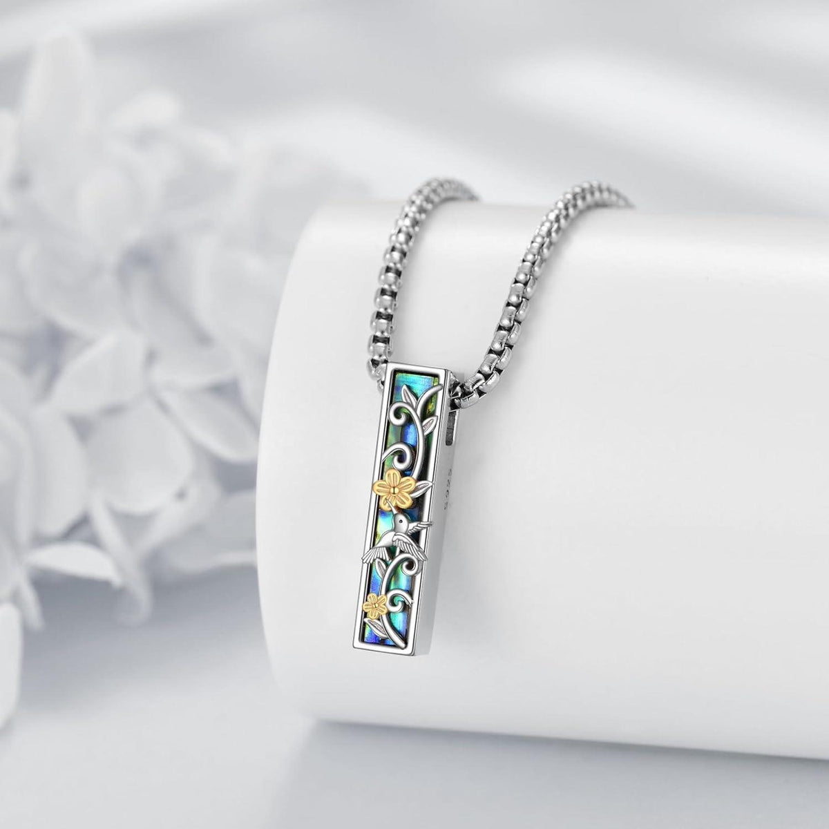 Urnen-Halskette Kolibri aus Sterling Silber für Asche