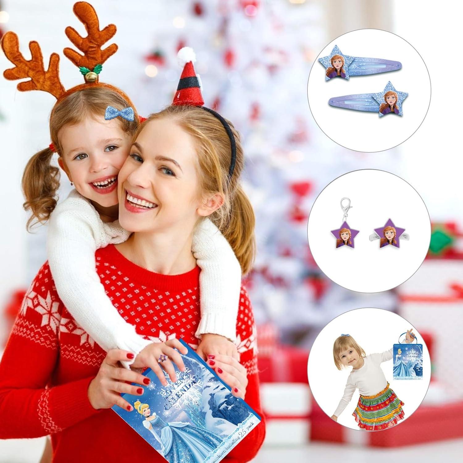 Adventskalender 2024 Mädchen Frozen DIY Haarschmuck Ring Accessoires
