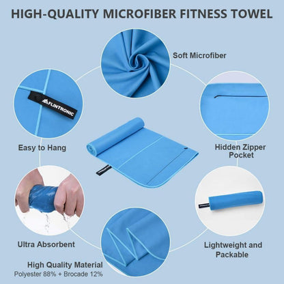 Mikrofaser Handtuch 130 x 50 cm Schnelltrocknend Blau Fitness Sauna Strand