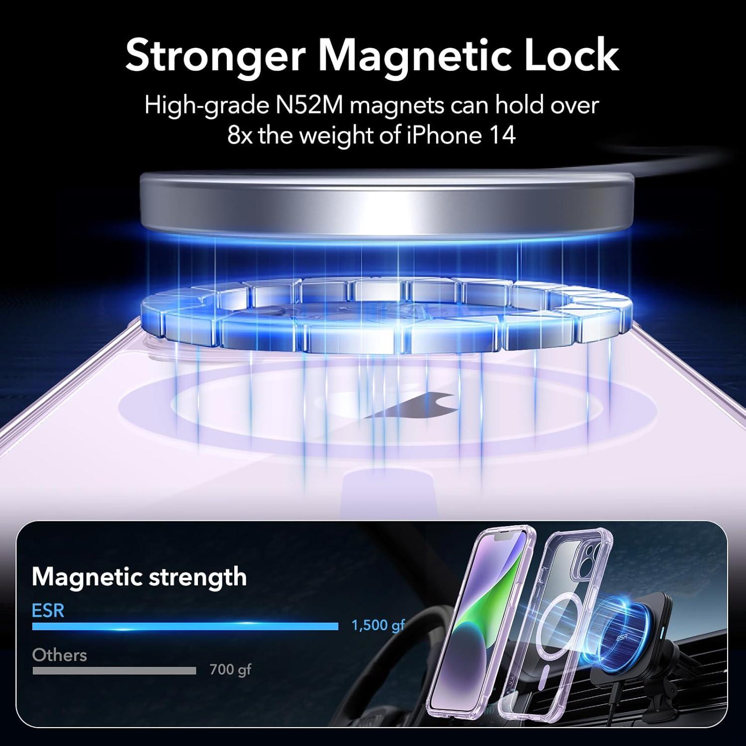 ESR iPhone 14 Hülle Klar Lila MagSafe 360° Stoßfest Militärnorm