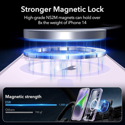ESR iPhone 14 Hülle Klar Lila MagSafe 360° Stoßfest Militärnorm