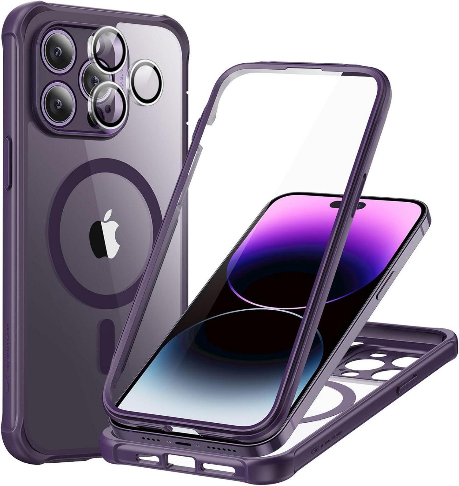 iPhone 14 Pro Max MagSafe Hülle 360 Grad Stoßfest Klar Lila