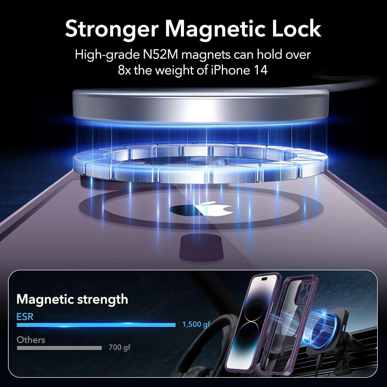 Klare lila ESR iPhone 14 Pro Max Hülle mit MagSafe Schutz