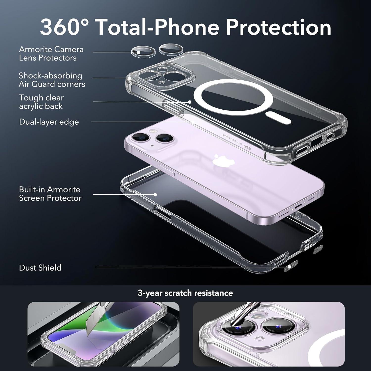 360 Grad Schutzhülle iPhone 14 MagSafe Stoßfest Klar
