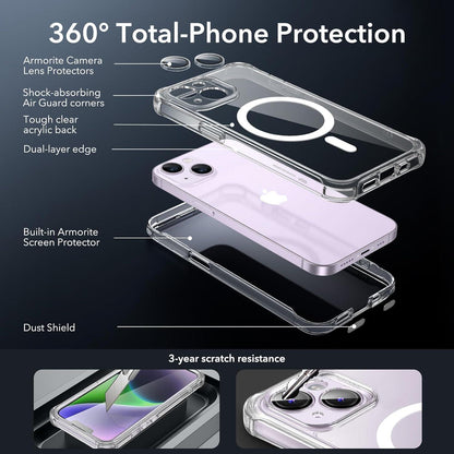 360 Grad Schutzhülle iPhone 14 MagSafe Stoßfest Klar