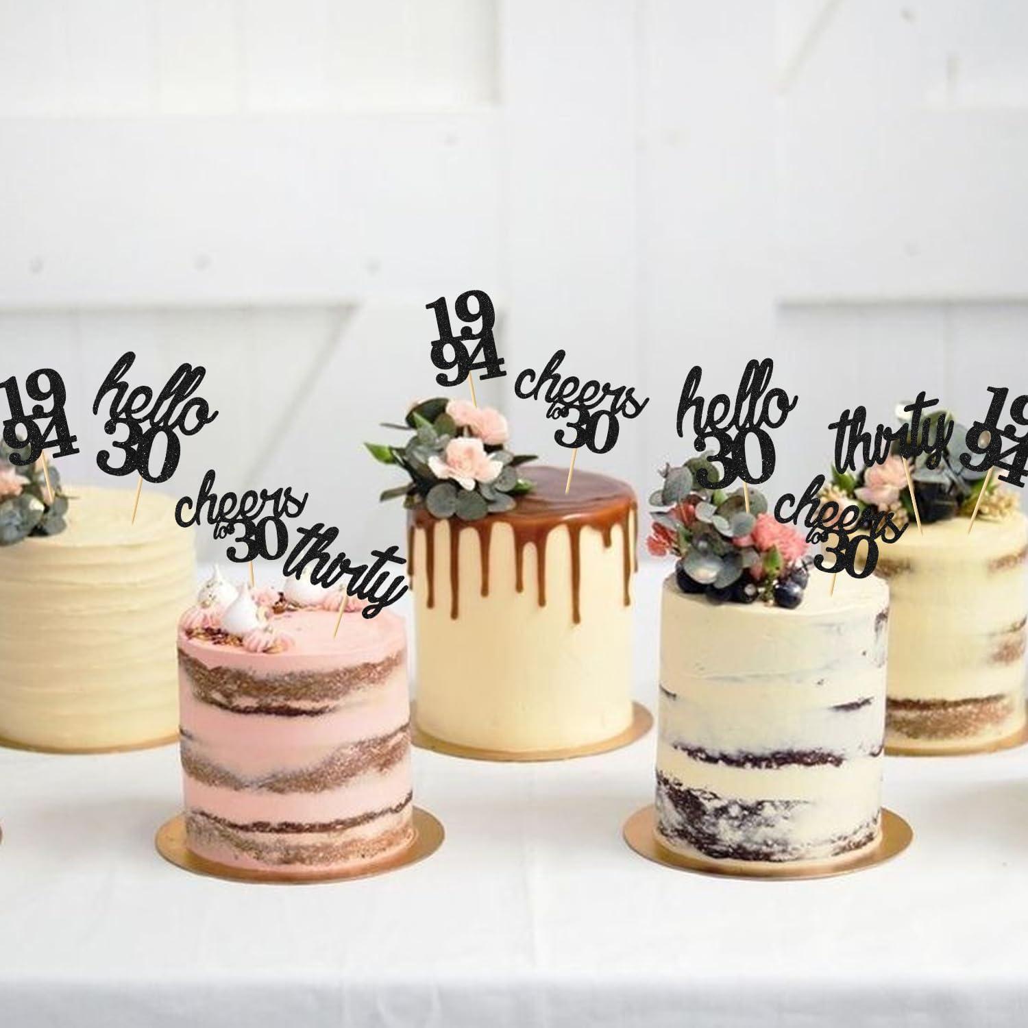 24 Stück Cake Topper 30 Geburtstag Cupcake Dekoration Schwarz
