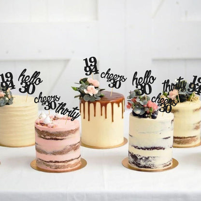 24 Stück Cake Topper 30 Geburtstag Cupcake Dekoration Schwarz