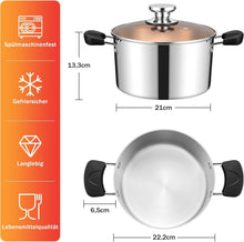 Homikit 22cm Kochtopf Edelstahl 4,7L Induktion Glasdeckel