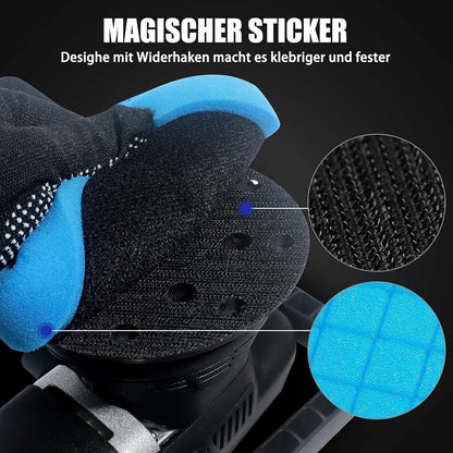 7tlg Polierschwamm Set 150mm Klett für Auto & Exzenterpoliermaschine