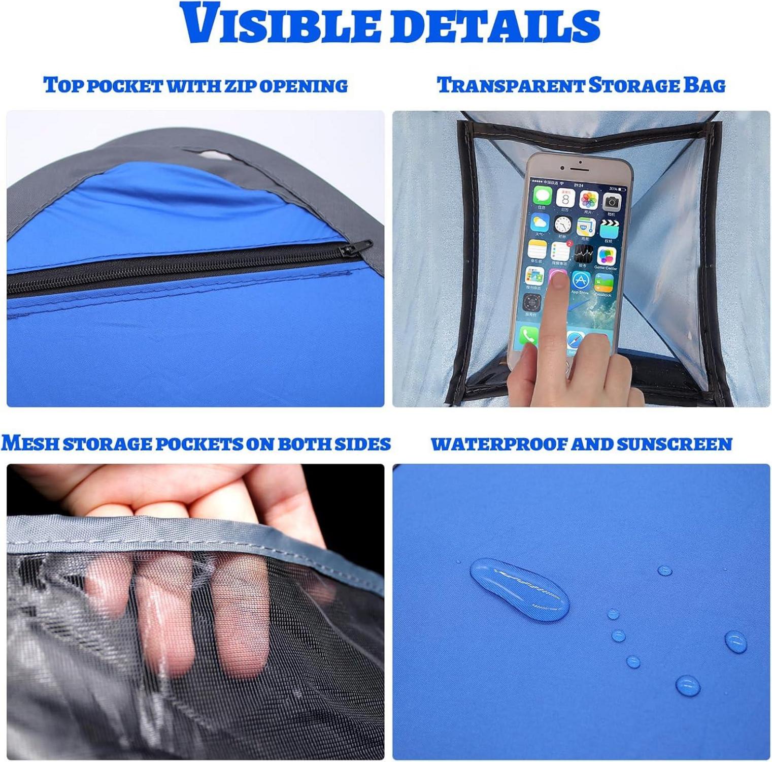 RUNYU Mini Strandmuschel Pop Up Zelt Sonnenschutz Blau
