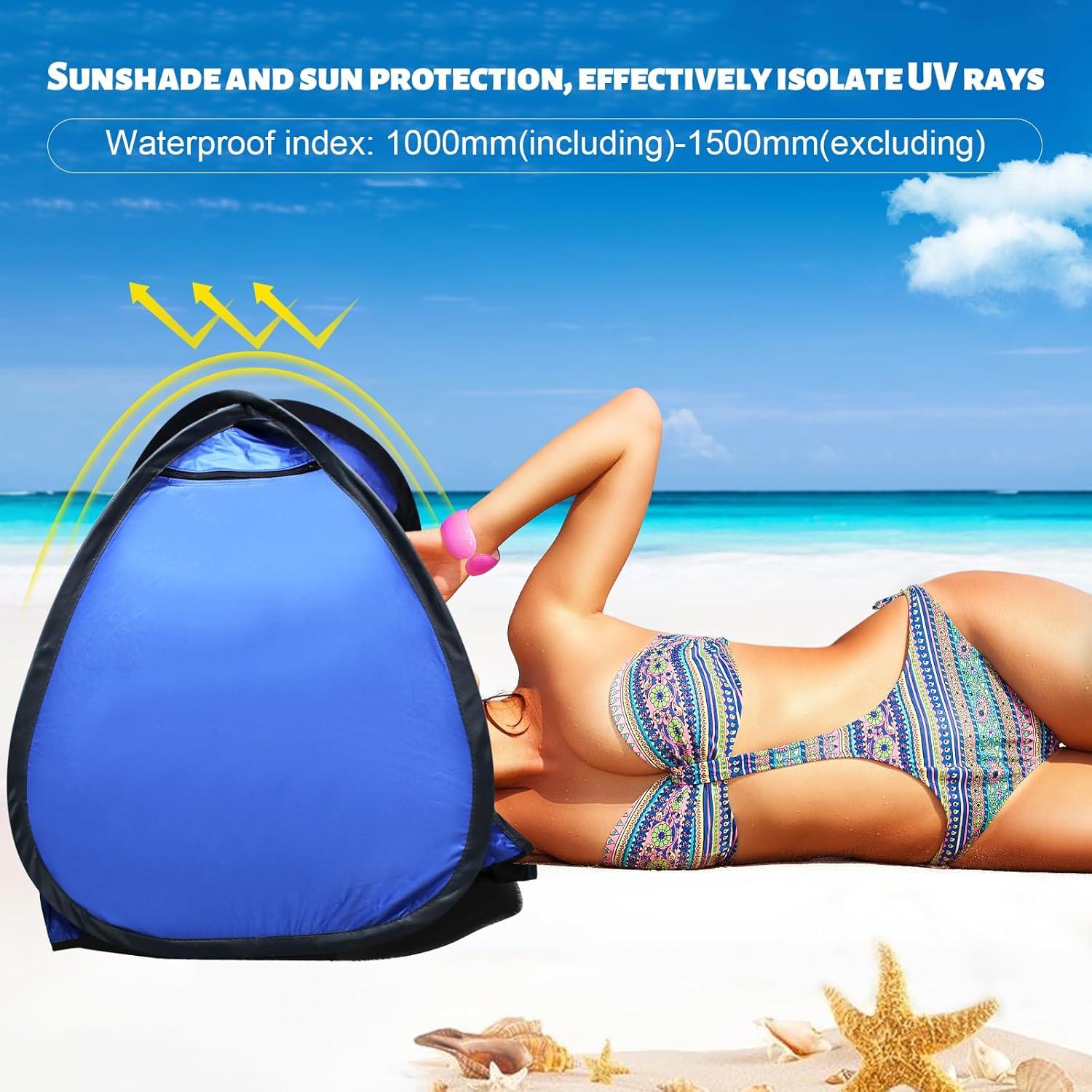 RUNYU Mini Strandmuschel Pop Up Zelt Sonnenschutz Blau