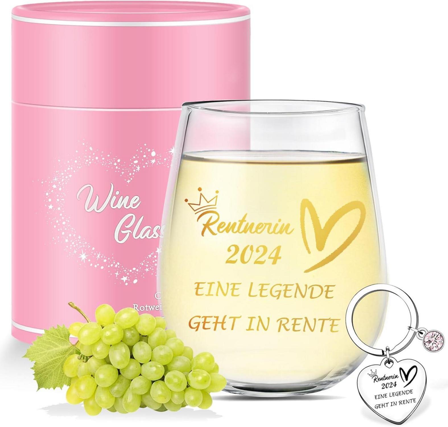 Rentenglas 2024 Rentenabschied Weinglas Rentnergeschenk Ruhestand deco