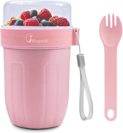 Müslibecher to Go 660ML+260ML, 2in1 Yoghurtbecher to Go & Müsli Cup to