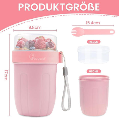 Bugucat Müslibecher to Go 660ML+260ML 2in1 Joghurtbecher
