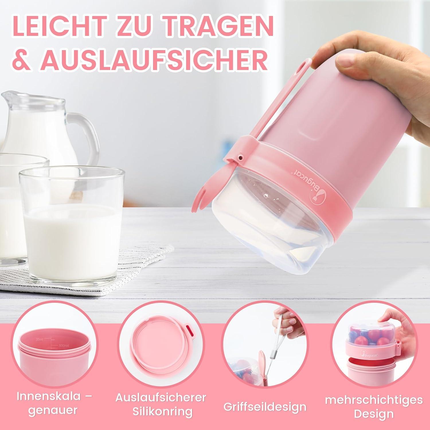 Bugucat Müslibecher to Go & Joghurtbecher 660ML & 260ML, Rosa 1pcs